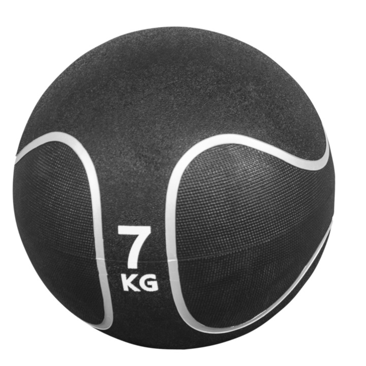 Minge medicinala, Gorilla Sports, Negru/Argintiu, 7KG