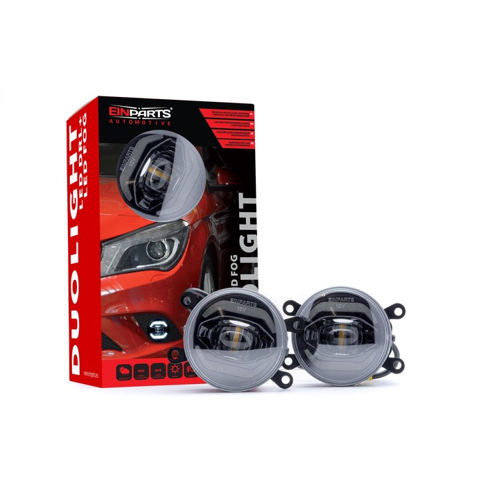 Set 2 becuri LED DuoLight, EinParts Automotive, 6000K, 12V, 10W, Alb rece