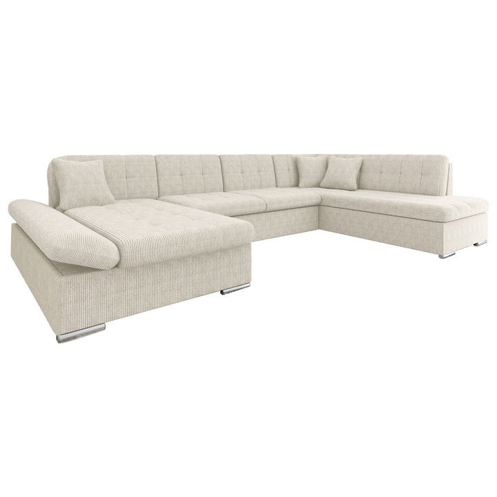 Coltar rabatabil Genero Reiat, MIRJAN24, stanga, bej, 205x345x76 cm