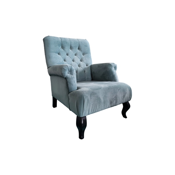 Fotoliu Nor, stofa vernil, picior negru, 75 x 84 x 92