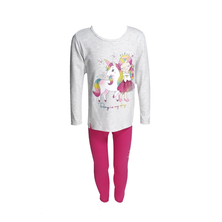 Compleu pentru fete, culoare gri/roz, Gri deschis/Roz