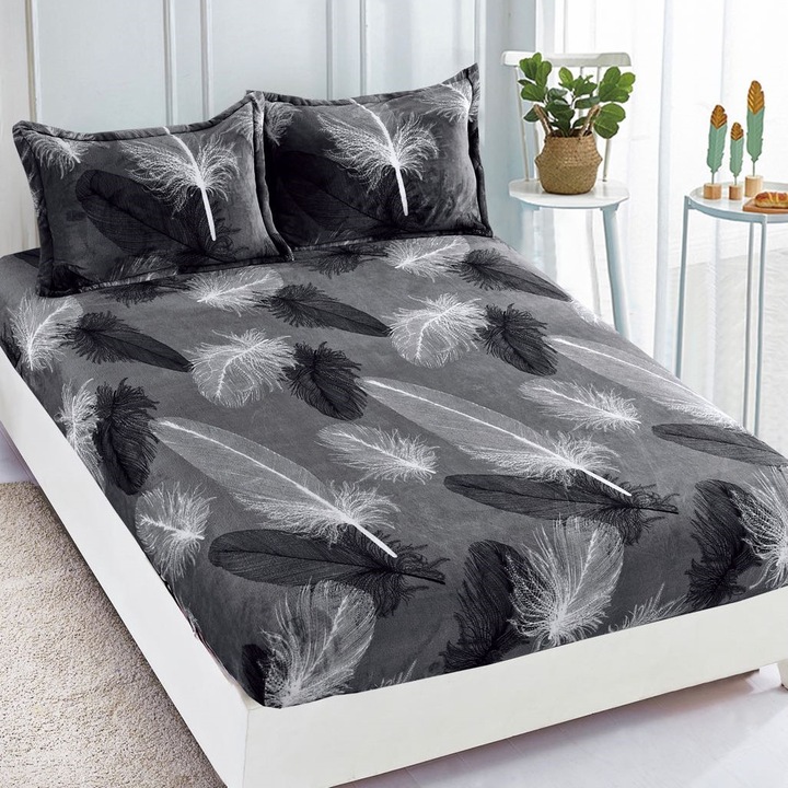 Комплект калъфки Cocolino за двойно легло и 2 калъфки за възглавници, HC-9, черен, 232x250 см