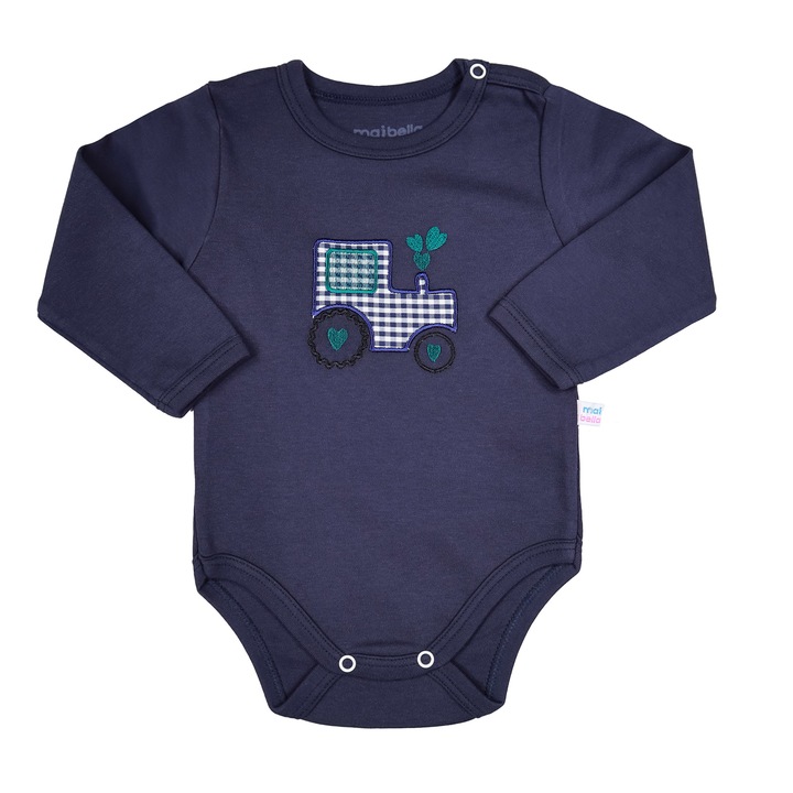 Body Maneca Lunga Bebelusi "Tractoras" Bumbac, Bleumarin