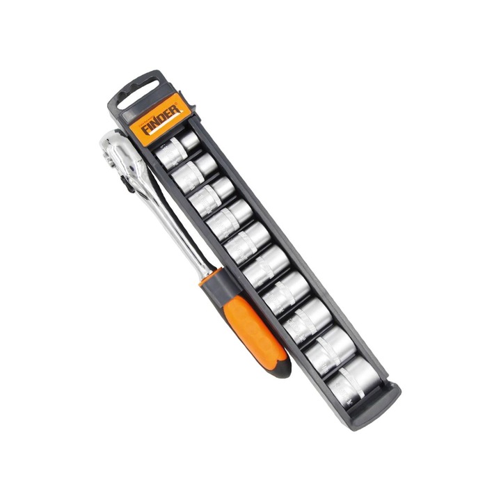 Set Cheie si 10 Instrumente cu manson, Finder, 4-13 mm, Multicolor