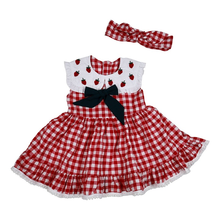 Set Rochita Si Bentita "Capsunica" 100% Bumbac, Rosu