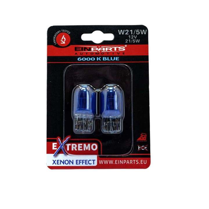 2 darabos autóizzó készlet, EinParts Automotive, Halogén, W21/5W, 12V, 5000K, Kék
