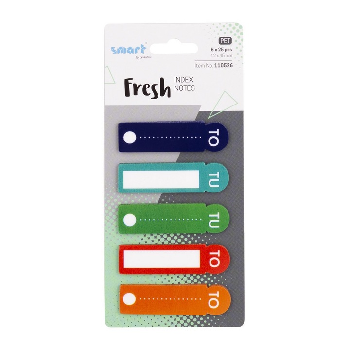 Set note adezive de indexare, SMART, 5 Modele, Plastic, 45x12mm, Multicolor
