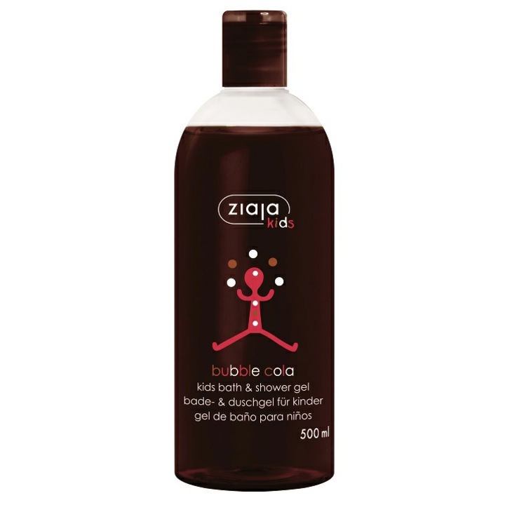 Tusfürdő gyerekeknek, Ziaja Kids, Bubble Cola, gyengéd tisztításhoz, 3 év felett, Aroma Cola, 500 ml