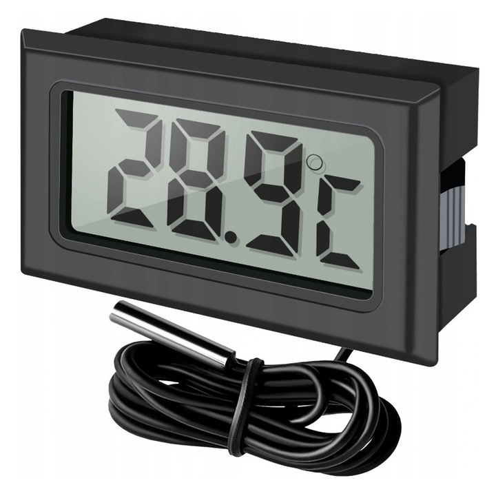 LCD термометър, 4.8 х 2.8 x 1.5 см, Черен