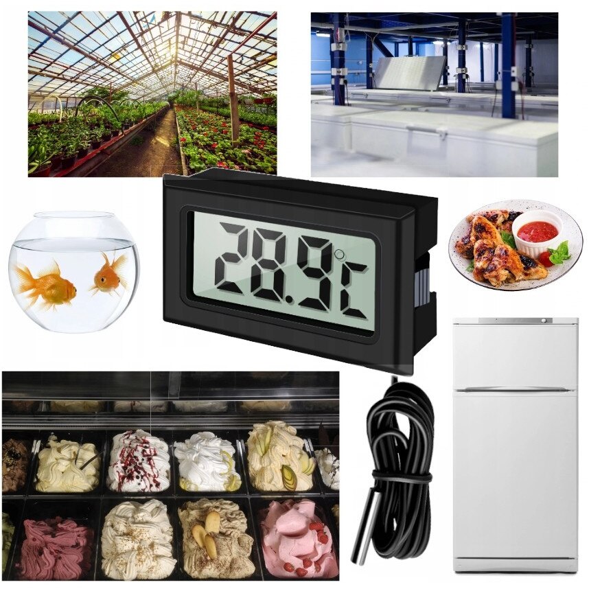 LCD термометър, 4.8 х 2.8 x 1.5 см, Черен - eMAG.bg