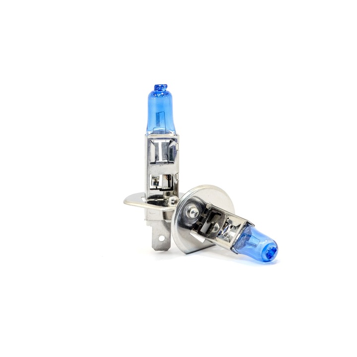 Set 2 becuri auto, EinParts Automotive, Halogen, H1, 12V, 55W, 5000K, Albastru