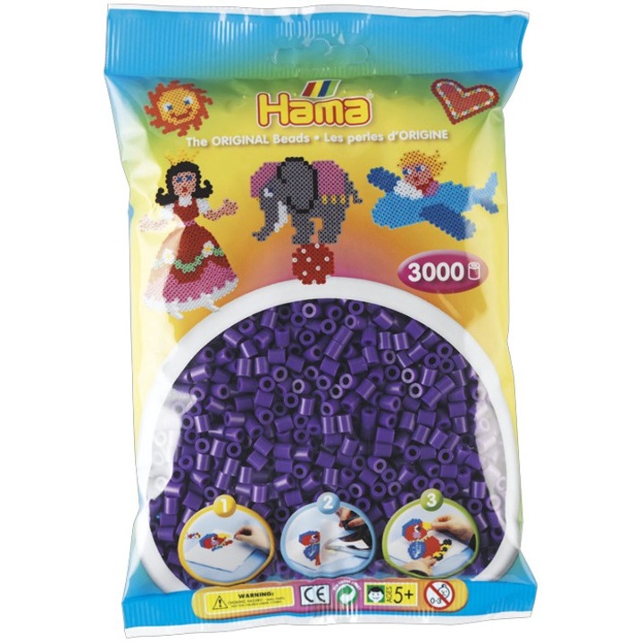 Margele de calcat HAMA MIDI MOV, 3000 buc in pungulita