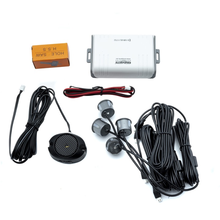 Set 4 senzori de parcare, EinParts Automotive, Cu alarma, 25 mm, Gri