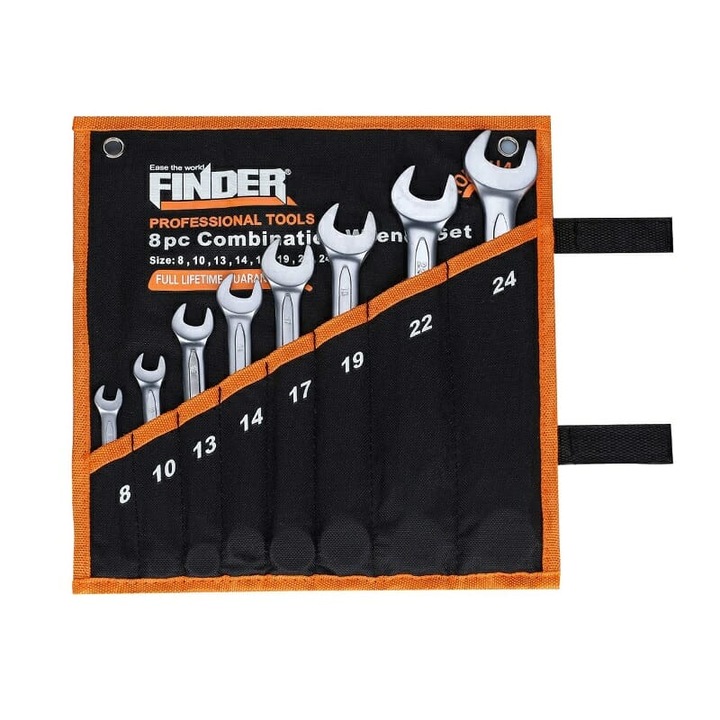 Set 8 Chei poligonale, Finder, 8/24 mm, Argintiu