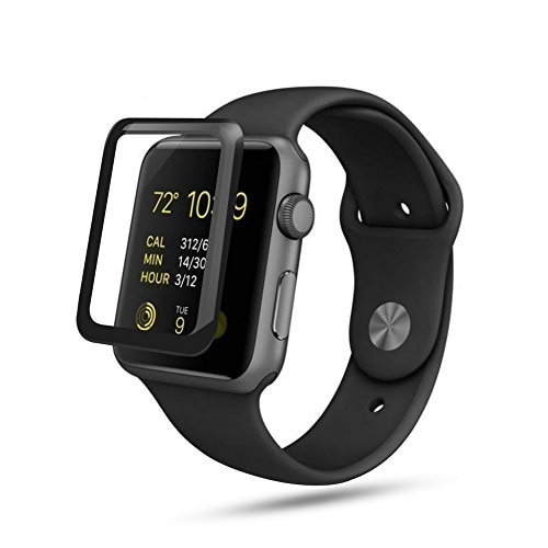Folie protectie sticla securizata full size curbata pentru Apple Watch 38 mm, negru