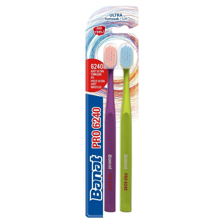 Banat Pro 6240 Soft fogkefe, puha sörtékkel, 2 darab