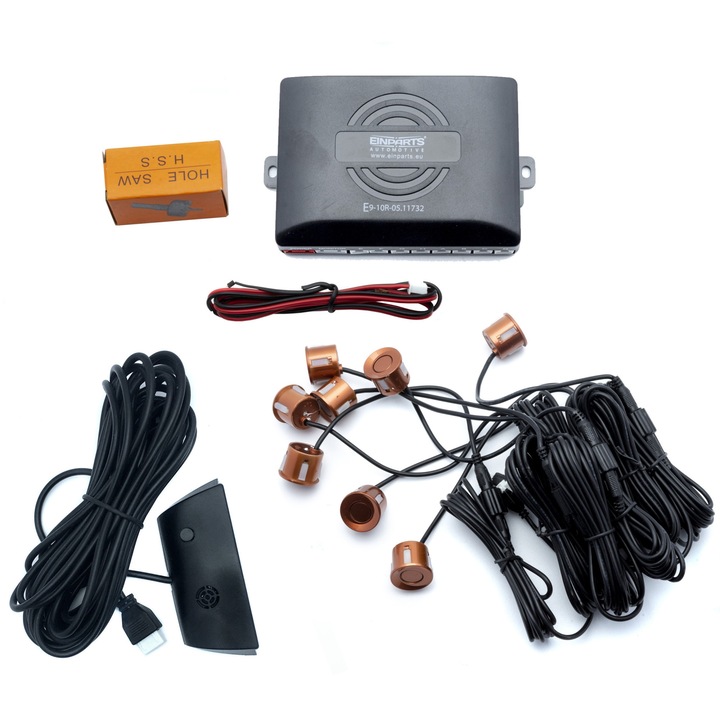 Set senzori de parcare, Einparts, 8 Senzori, LED, Portocaliu
