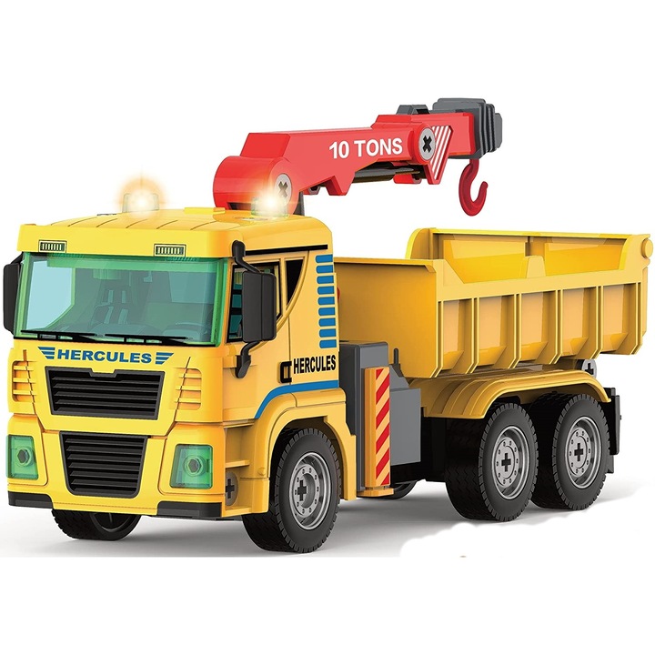 Образователен конструктор IdealSTORE Hercules Crane Truck, включва 104 строителни части, светлинни ефекти, захранва се с батерии, развива въображението, както и двигателните умения