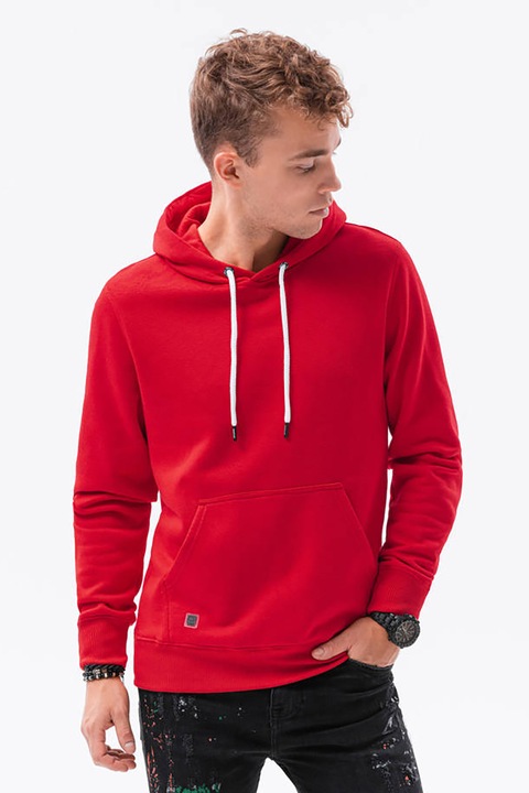 OMBRE, Hanorac cu snur si buzunar kangaroo, Rosu