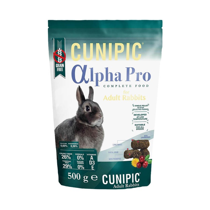 CUNIPIC Alpha Pro, hrana iepure adult, 500g