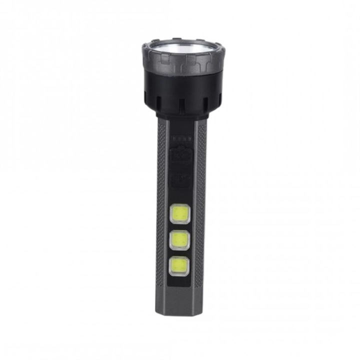 Професионален акумулаторен led фенер, SW-80-26-G, 15.5 см цвят сив