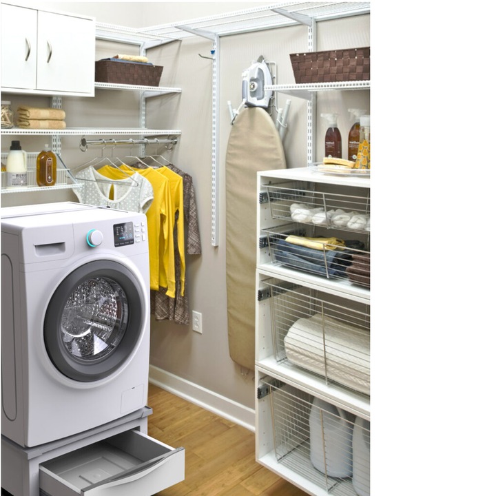 Suport universal Meliconi Base Space Extra pentru inaltare masini de spalat rufe si uscatoare de rufe, cu sertar extractibil