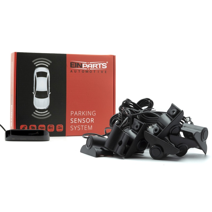 Kit de asistenta la parcare, Einparts, LED, 8 Senzori, Negru