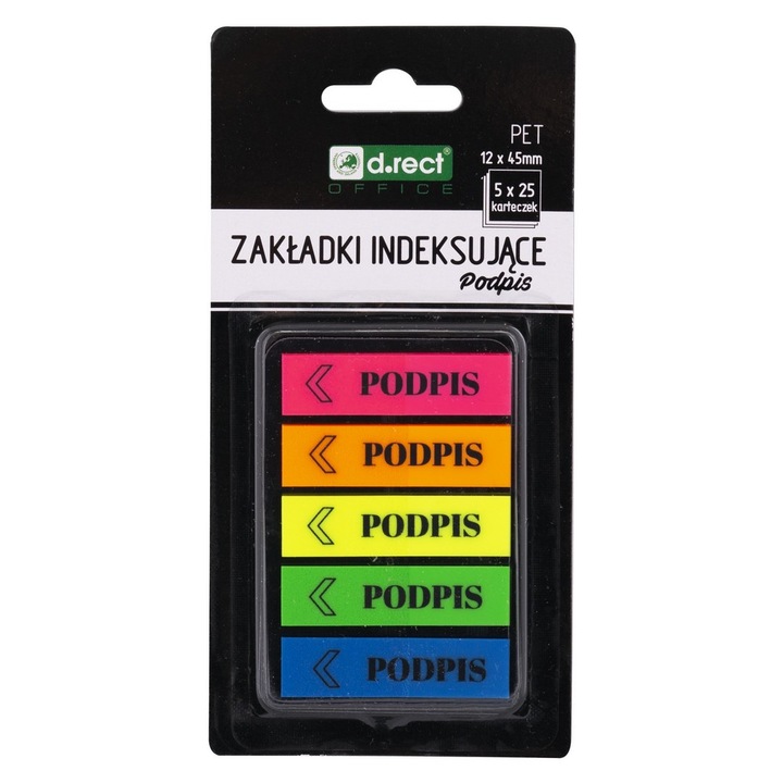Stick indexare autoadezive, D.Rect, 45x12mm, 5x25buc, Multicolor