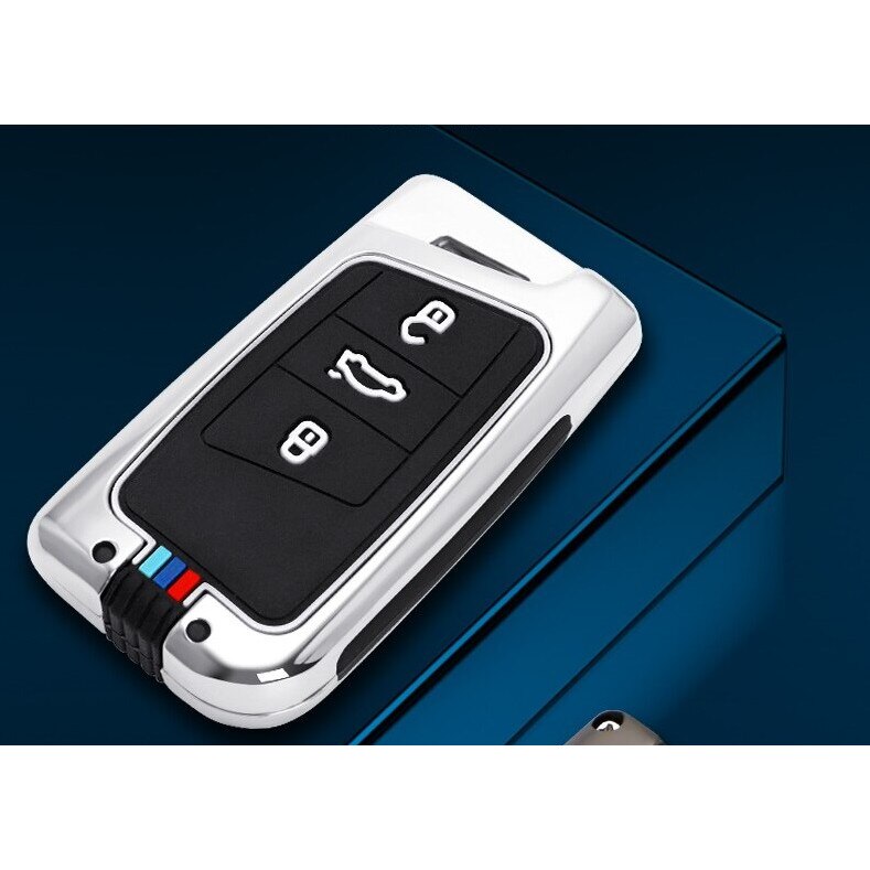 KUNIO Keyless sleutelhoes geschikt voor VW Magotan Passat B8 CC Tiguan MK2 voor Jetta past op Skoda Superb A7 Kodiaq voor Seat Ateca sleutelbescherming sleutelhanger 3 toetsen, A Zwart, 3 Tasten