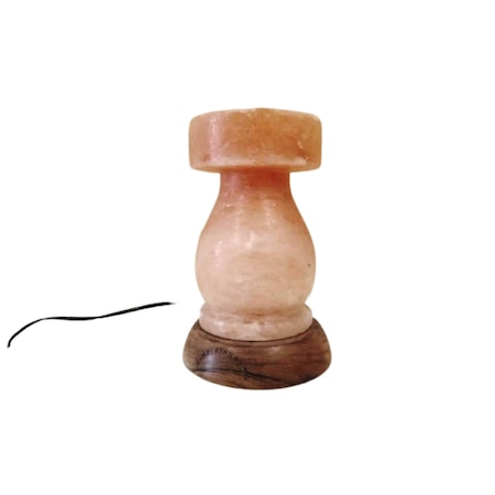 Солна лампа хималайска сол Salt Home Цилиндър с дървена основа