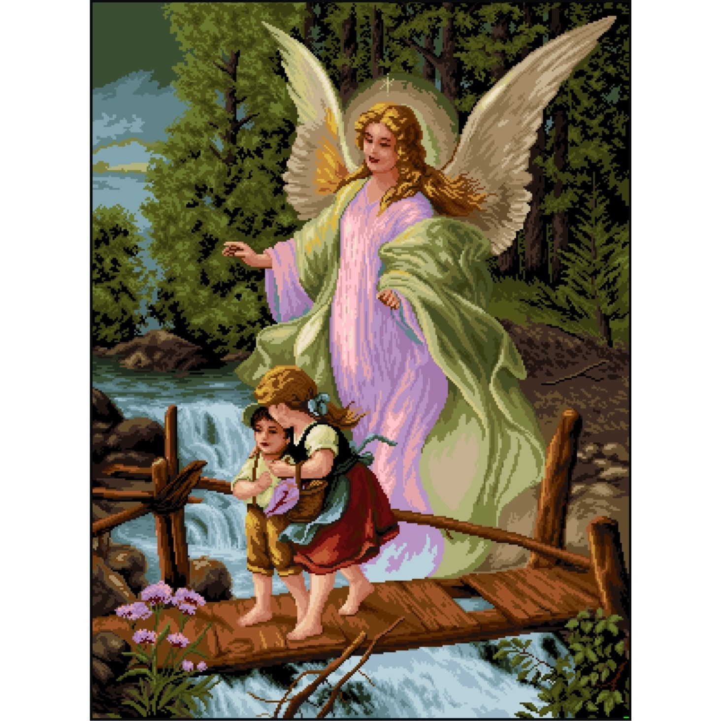 Veghea ingerilor - kit goblen cu diagrama color