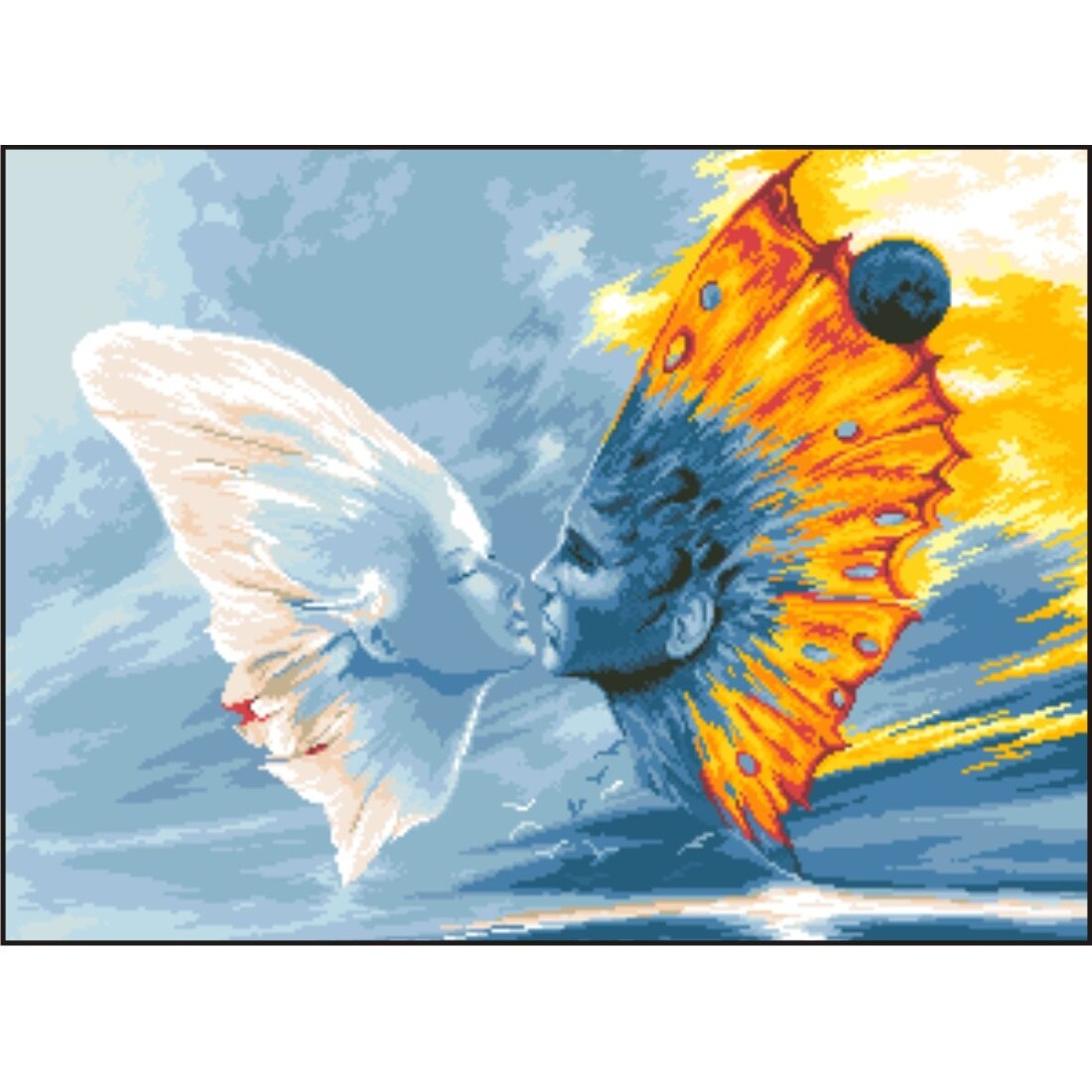 Aripi de fluture - kit goblen cu diagrama alb-negru