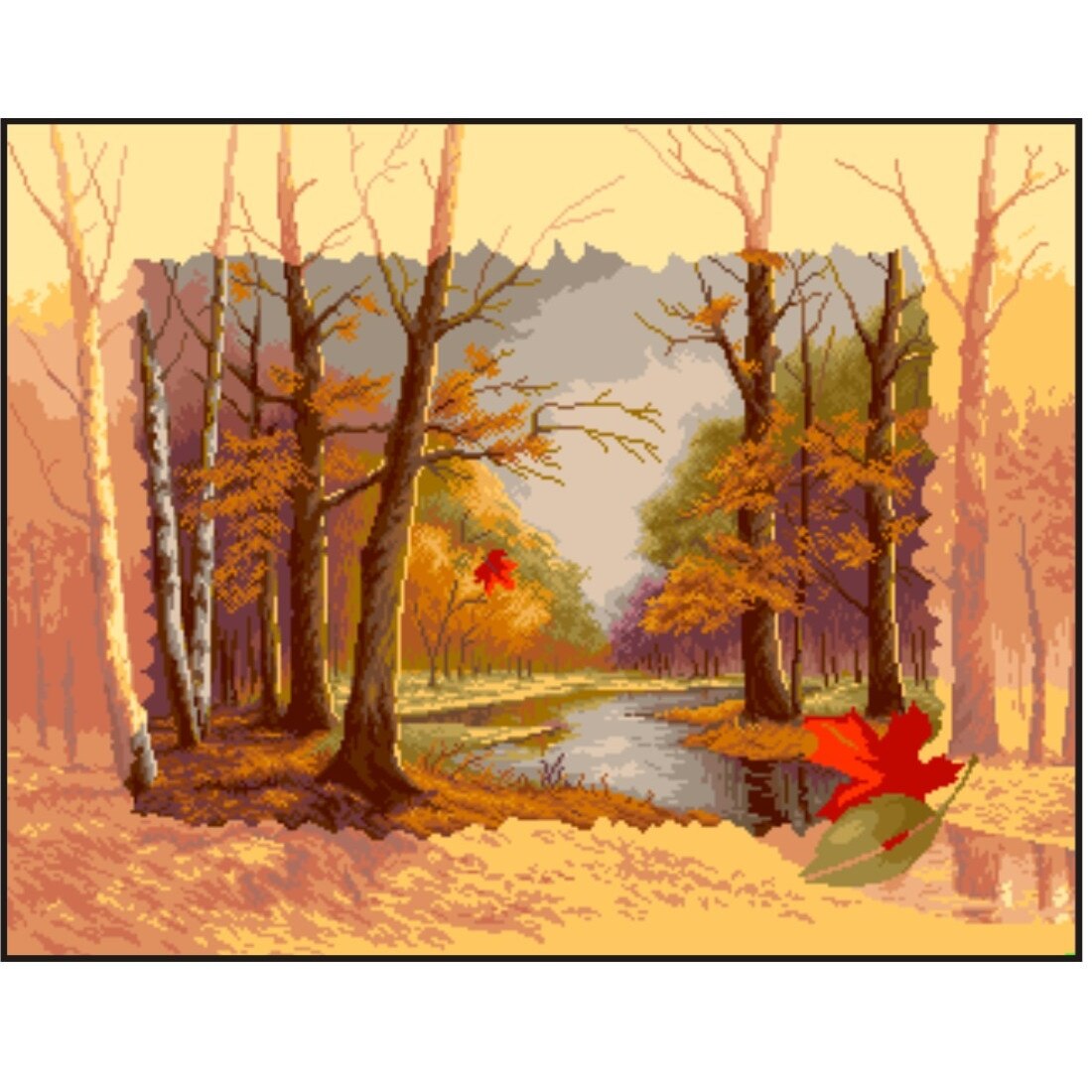 Amintiri de toamna - kit goblen cu diagrama alb-negru