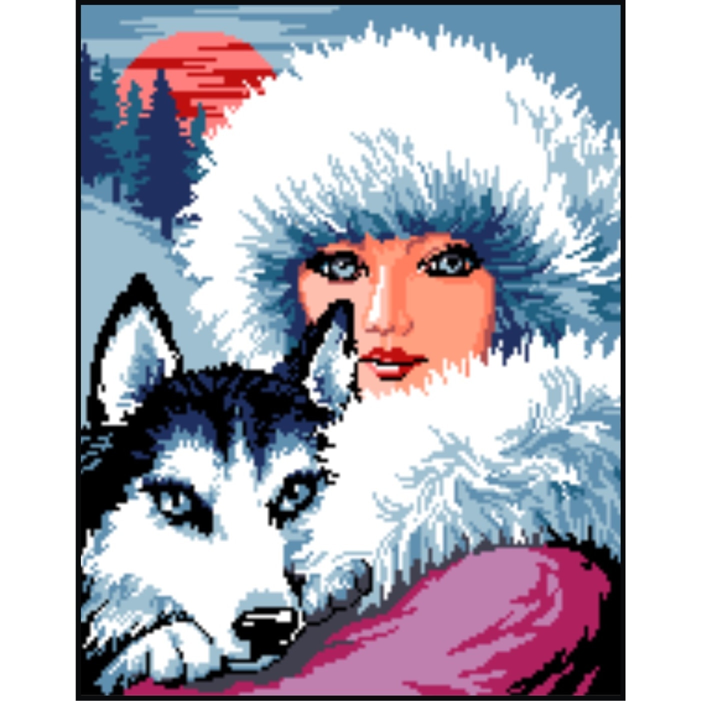 Frumusetile iernii - kit goblen cu diagrama alb-negru