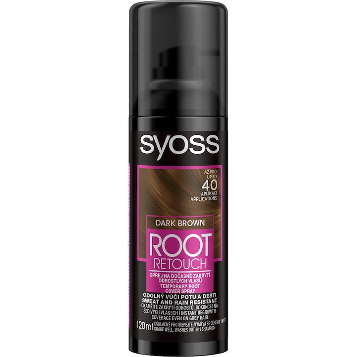 Spray colorant pentru radacina Syoss Root Retoucher Dark Brown, 120 ml