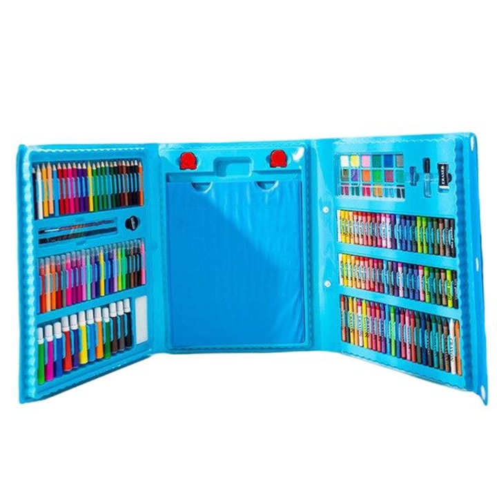 Set de pictura si desen, In valiza, 208 Piese, Plastic, Multicolor