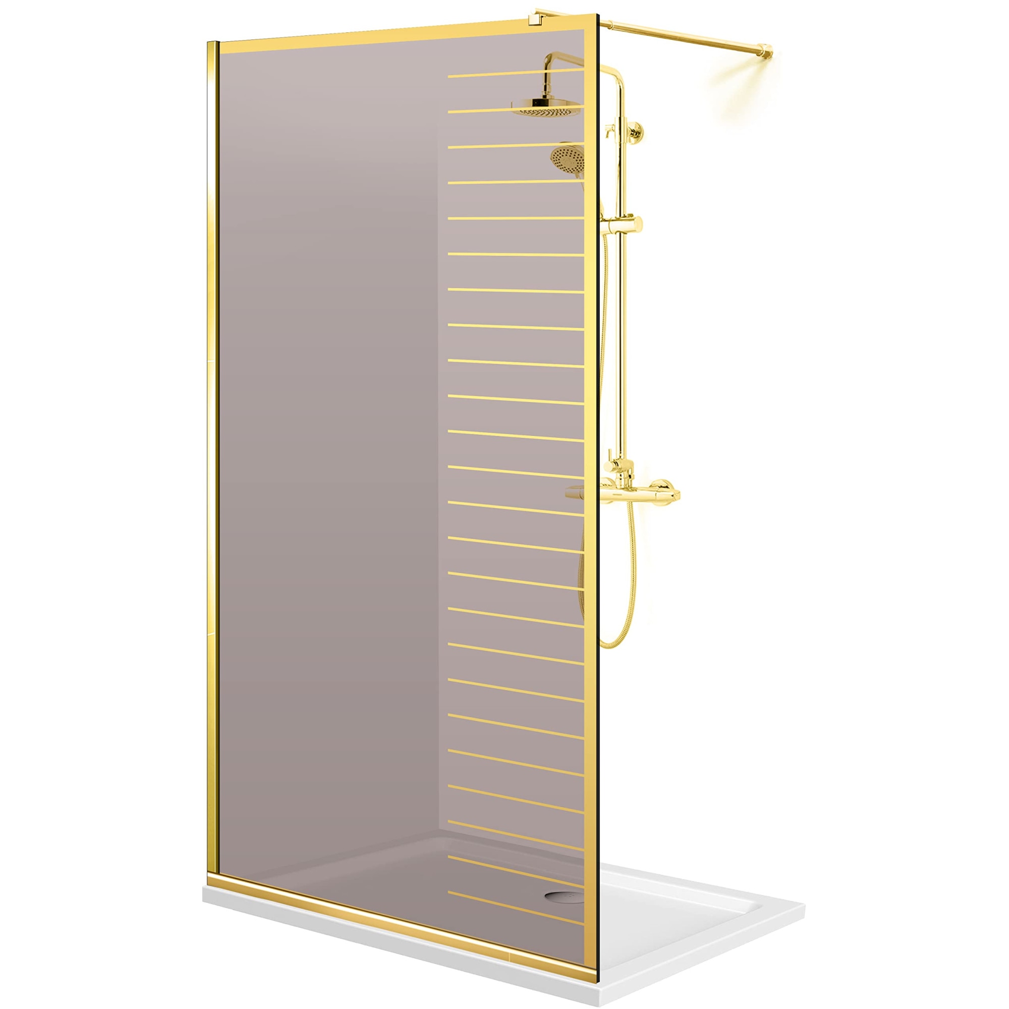 Paravan Dus Walk-in Aqua Roy ® Gold, Supreme Auriu, Sticla 8 Mm Bronz ...