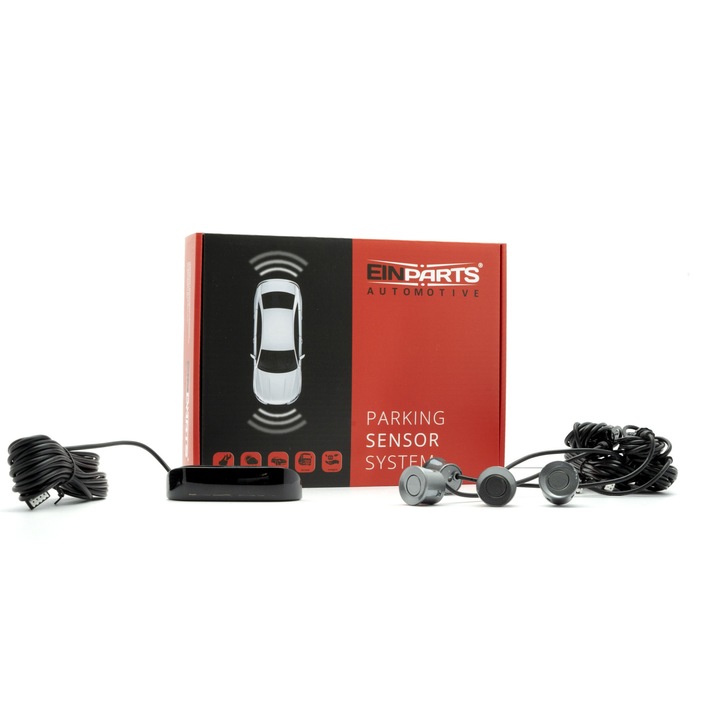 EinParts 4db-os Tolatóradar, LED kijelző, Hangjelzés, 25 mm, szürke