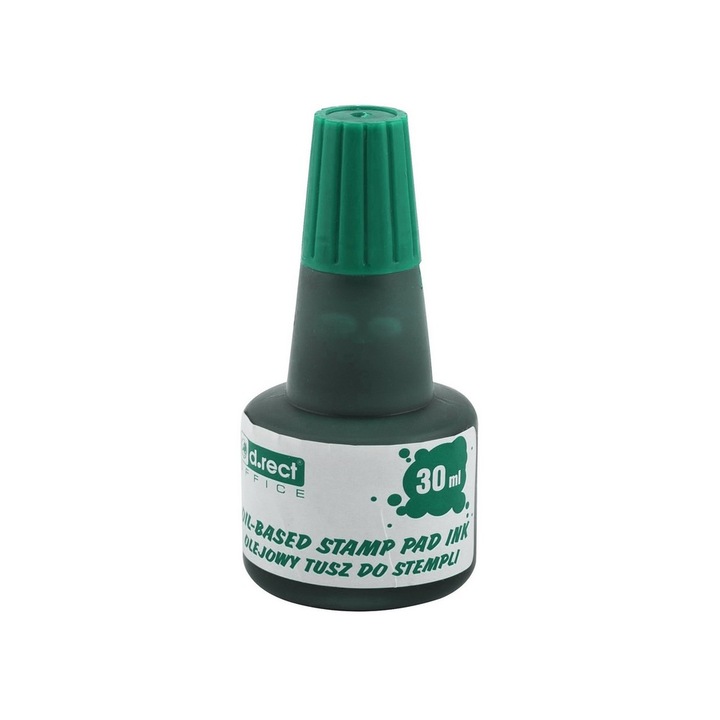 Cerneala pe baza de ulei pentru stampile, D.Rect, 30ml, 12buc, Verde