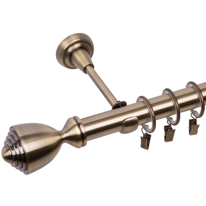 Единичен метален корниз 25мм Avanti, Цвят антично злато, 340см