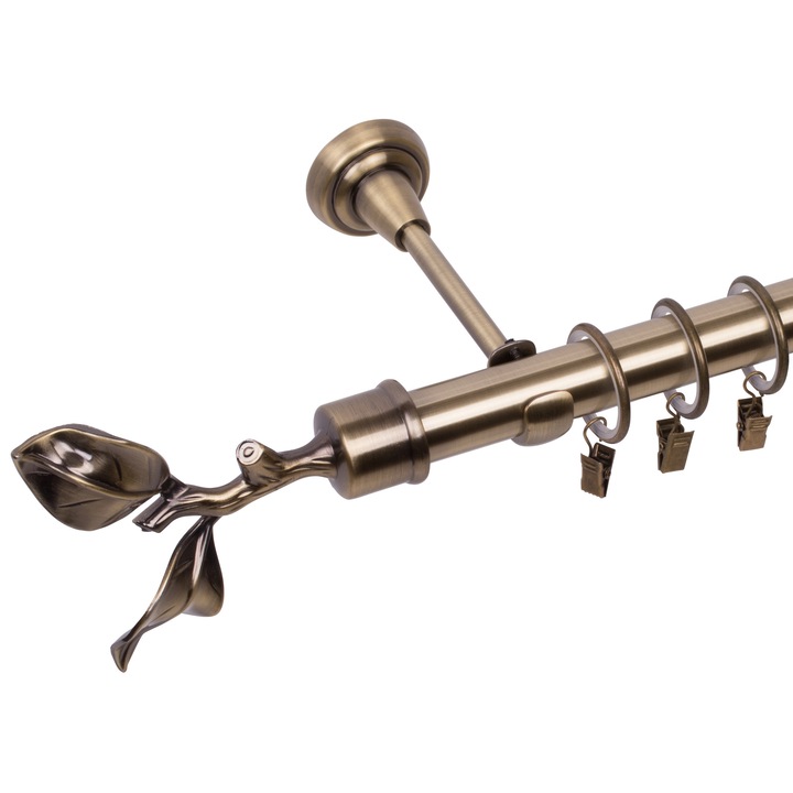 Galerie metalica singulara 25mm Ramura decorativa Auriu antic 260 cm