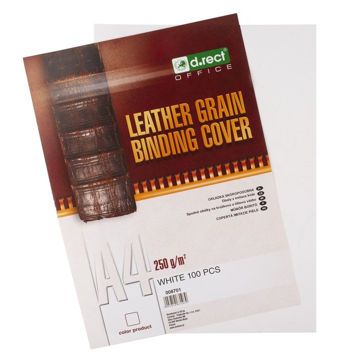 Coperta D.Rect, A4, 100 Coli, 250g/m2, Alb