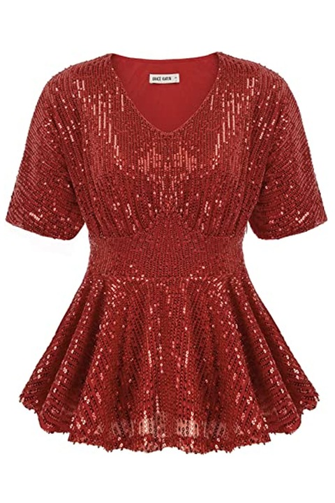 Bluza dama, GRACE KARIN, Poliester, Marime S, Rosu