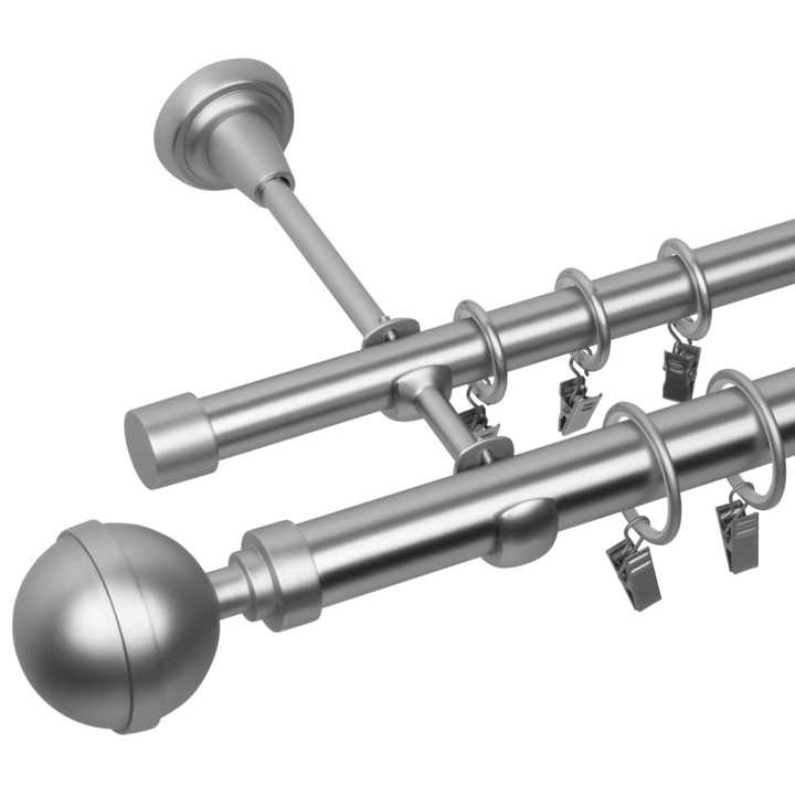 Galerie metalica dubla 25/19mm Bila Lux Crom mat 300 cm