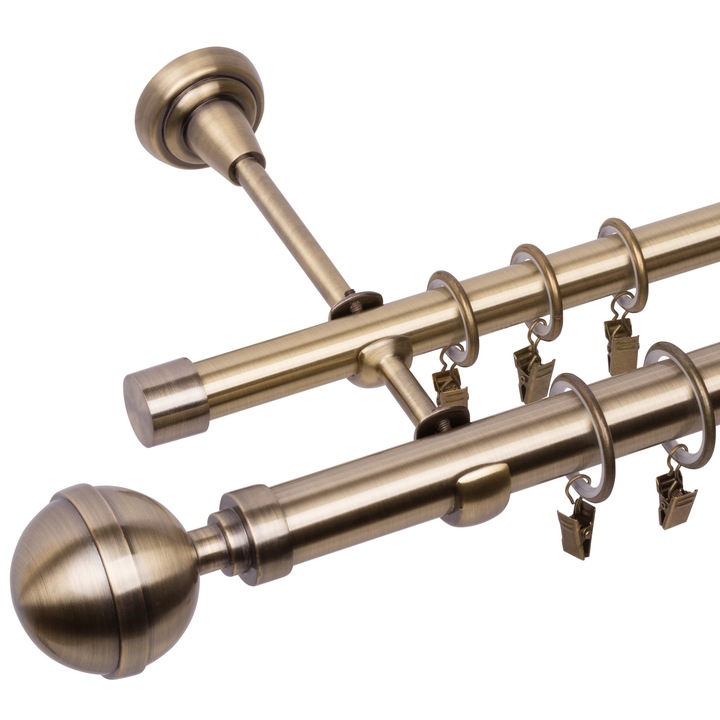 Galerie metalica dubla 25/19mm Bila Lux Auriu antic 300 cm