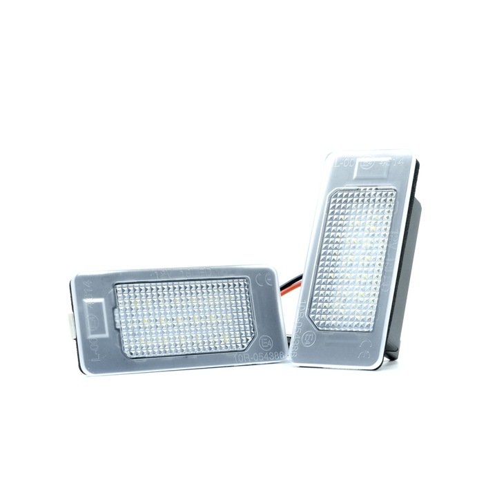 Set 2 becuri pentru numar inmatriculare, EinParts Automotive, 18 leduri, Compatibil Fiat, 6000K, Transparent/Negru