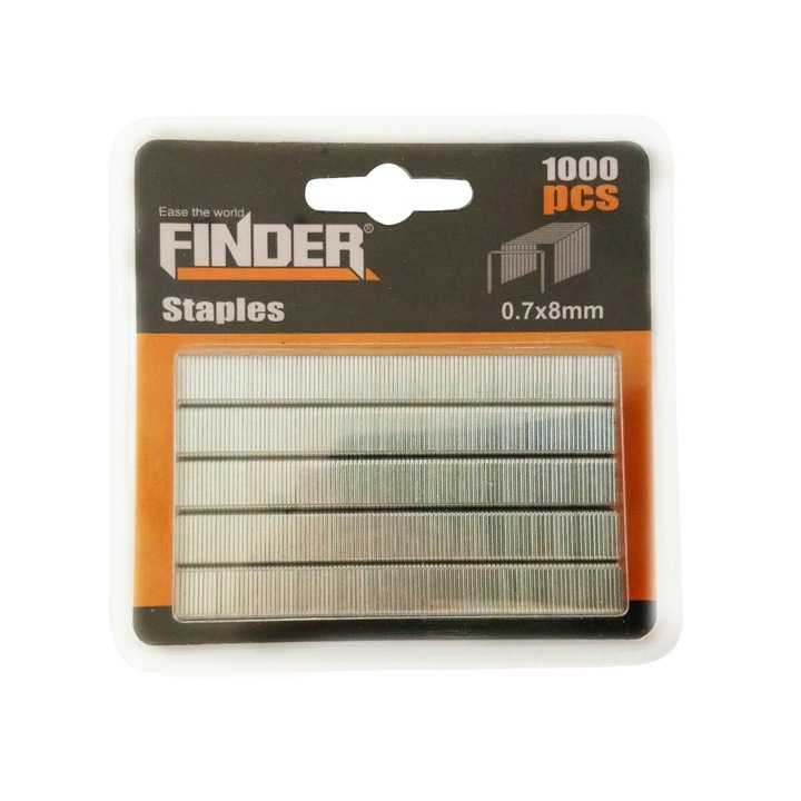 Set 1000 capse pentru capsator, Finder, 1.2 x 8 mm, Argintiu