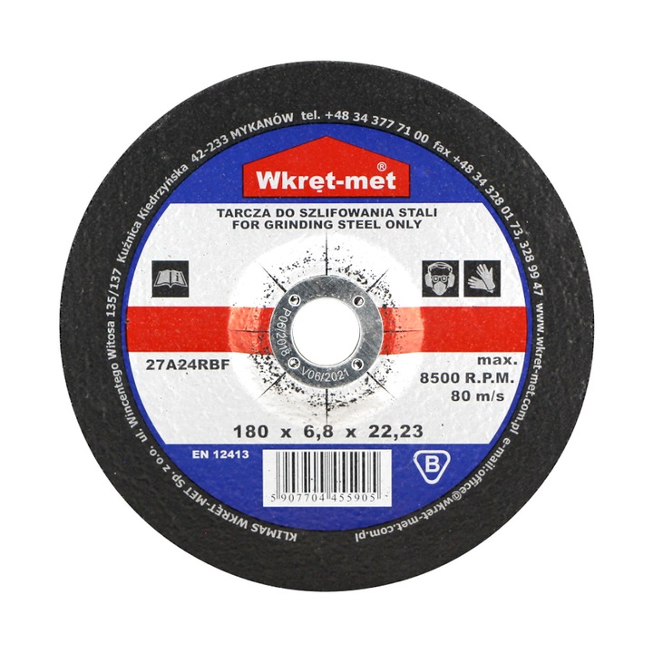 Csiszolókorong fémhez 180 mm Wkret-met