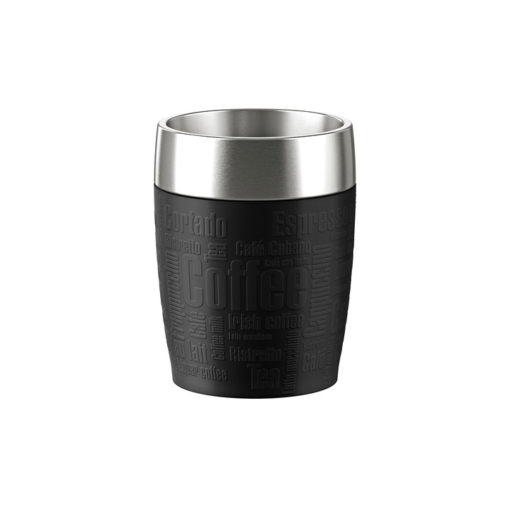 Cana termica, Emsa, Otel inoxidabil, 200 ml, Negru