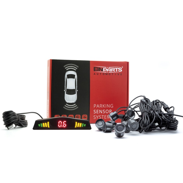 EinParts Tolatóradar készlet, LED, 8 érzékelő, szürke